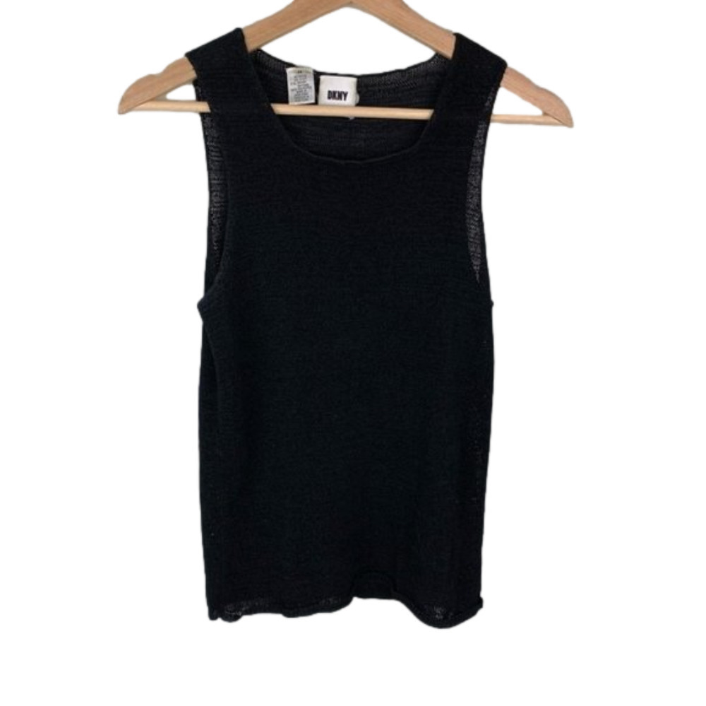 Dkny Black Netted Tank Top Size M